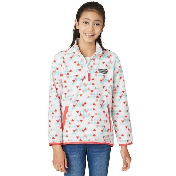Eddie Bauer Girl's 1/4 Zip Fleece Geometric Mock Neck Sweater White size S (7/8) - Picture 1 of 6